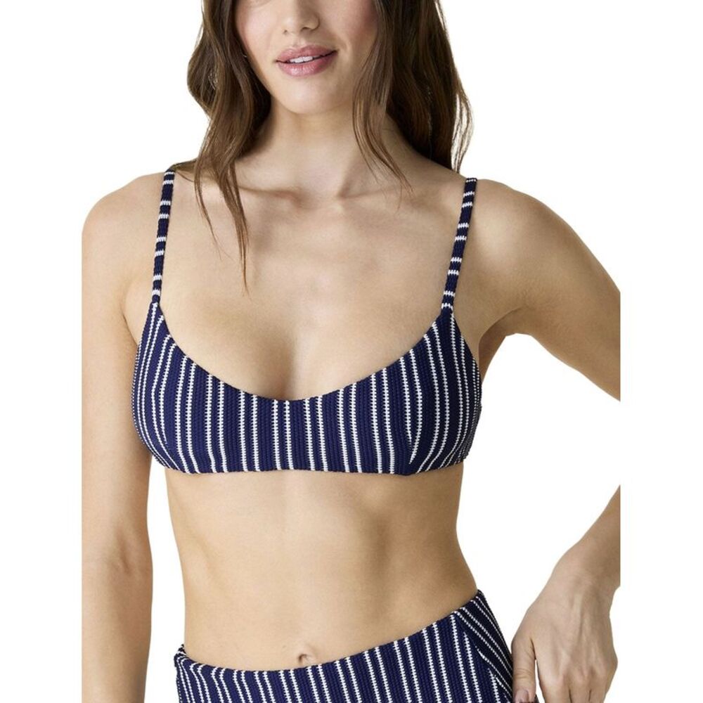Andie Womens The Molokai Textured Stripe Bikini Top XS Nautical - NWT $78